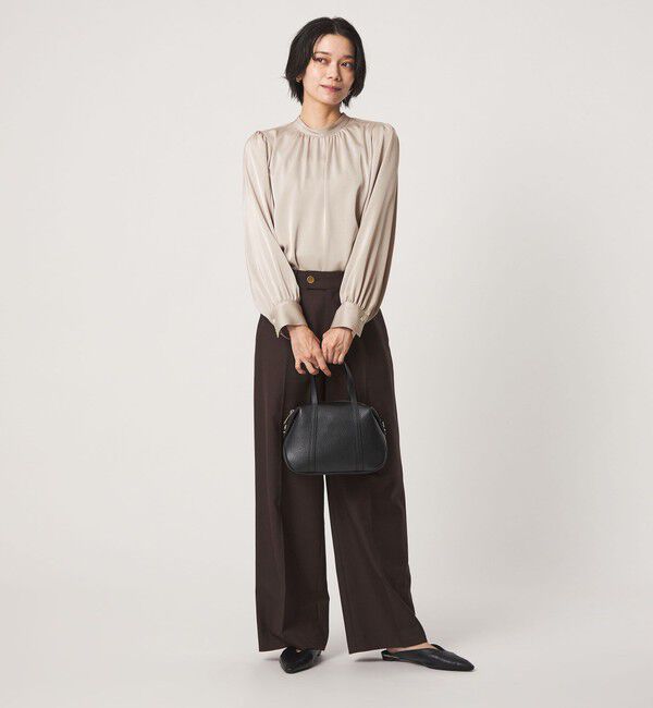 UNITED ARROWS green label relaxing「サテン スタンドネック ギャザー ブラウス」|シャツ・ブラウス|