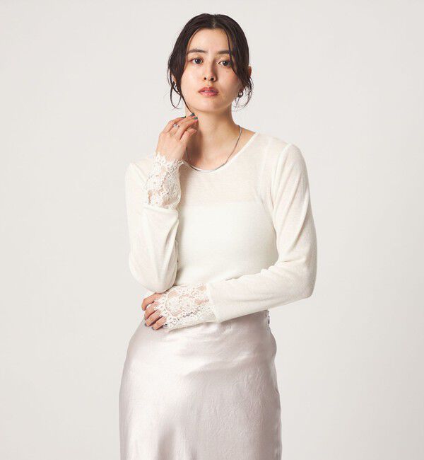 UNITED ARROWS green label relaxing「テレコ ソデ レース プルオーバー」|Tシャツ・カットソー|