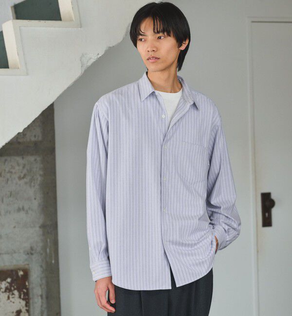 UNITED ARROWS green label relaxing「フラノ パターン ジャストルーズ 長袖 シャツ -2WAYストレッチ-」|シャツ・ブラウス|LT.BLUE