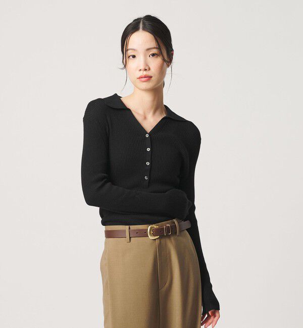 BEAUTY&YOUTH UNITED ARROWS「オーガニックコットン スキッパー  リブニットプルオーバー ウォッシャブル」|ニット・セーター|
