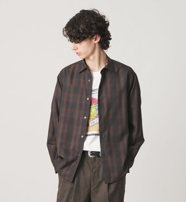 BEAUTY&YOUTH UNITED ARROWS「尾州 ウーステッド チェック レギュラー シャツ GRANDE TAPERD型 ウォッシャブル MADE IN JAPAN」|シャツ・ブラウス|DK.GRAY