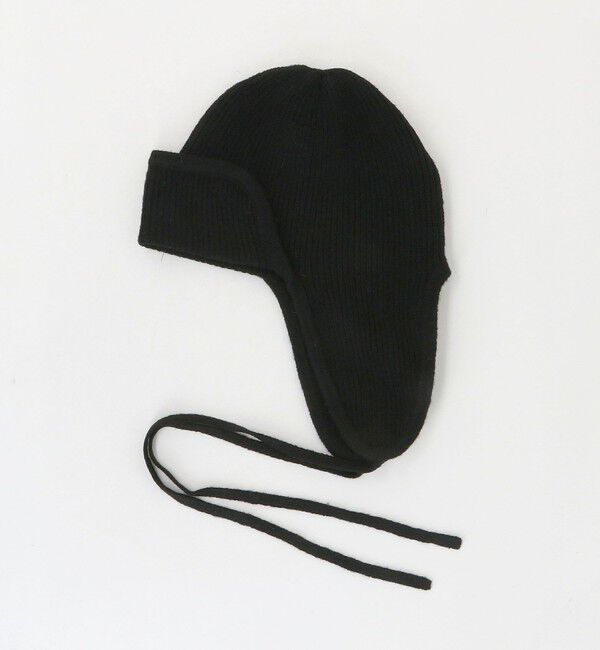NICE WEATHER「＜NICE WEATHER＞フライトキャップ」|ニット帽|BLACK