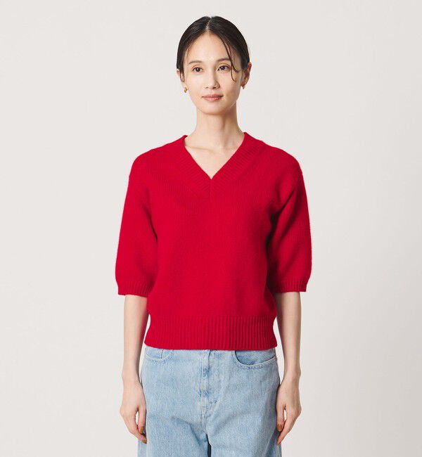 UNITED ARROWS「CA/W ハーフスリーブ Vネック ニット」|ニット・セーター|
