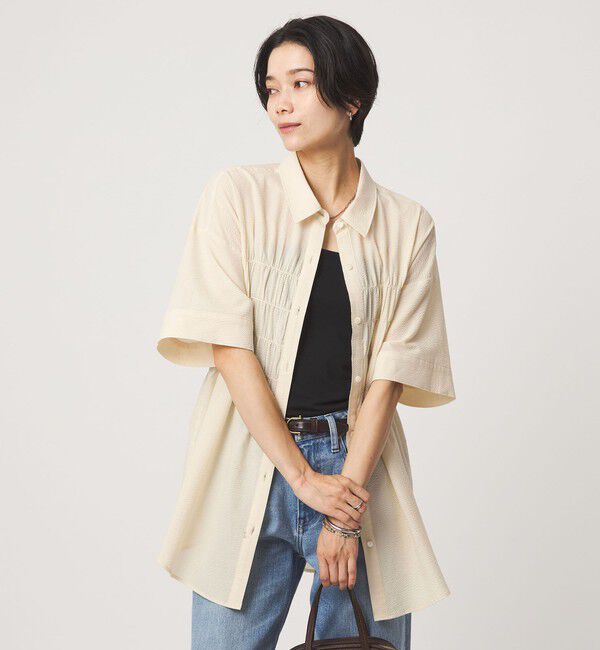 UNITED ARROWS green label relaxing「シャーリング ブラウス」|シャツ・ブラウス|NATURAL