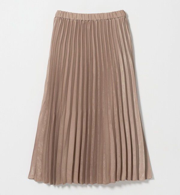 UNITED ARROWS green label relaxing「スウェードライク サテン プリーツ スカート」|フレア|BEIGE