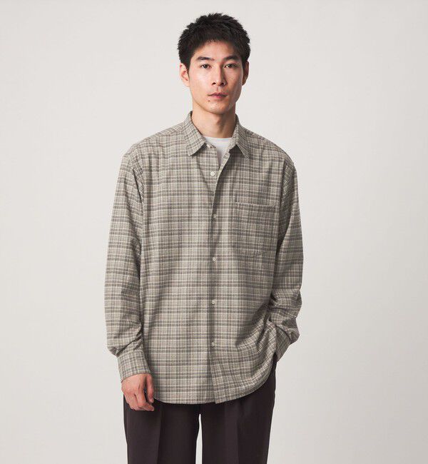 UNITED ARROWS green label relaxing「フラノ パターン ジャストルーズ 長袖 シャツ -2WAYストレッチ-」|シャツ・ブラウス|BEIGE
