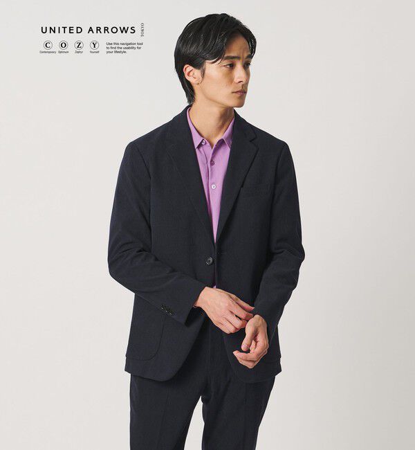 UNITED ARROWS「ライト コーデュロイ シングル 2ボタン テーラードジャケット UA COZY ウォッシャブル ヨコストレッチ」|テーラードジャケット|NAVY