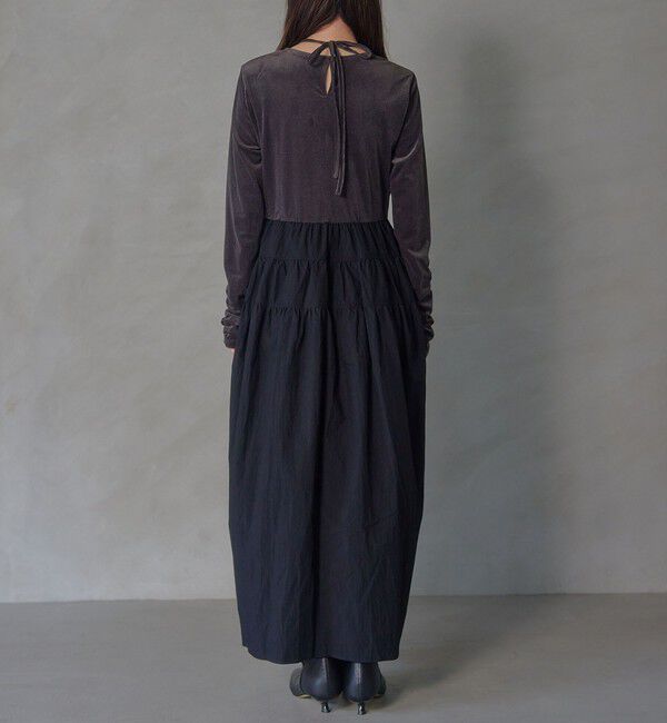 EMMEL REFINES「＜EMMEL REFINES＞EM ベロアドッキング キリカエ ギャザーワンピース」|ワンピース|