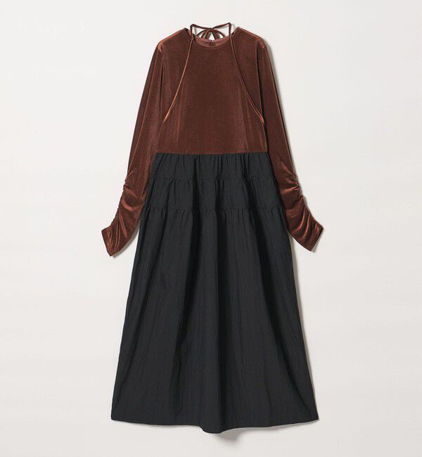 EMMEL REFINES「＜EMMEL REFINES＞EM ベロアドッキング キリカエ ギャザーワンピース」|ワンピース|MD.BROWN