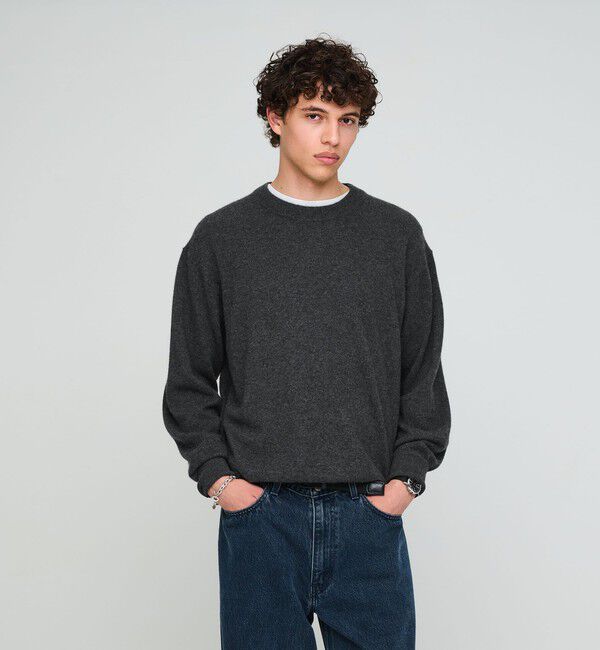 UNITED ARROWS green label relaxing「FINE BASIC カシミヤ クルーネック ニット」|ニット・セーター|DK.GRAY