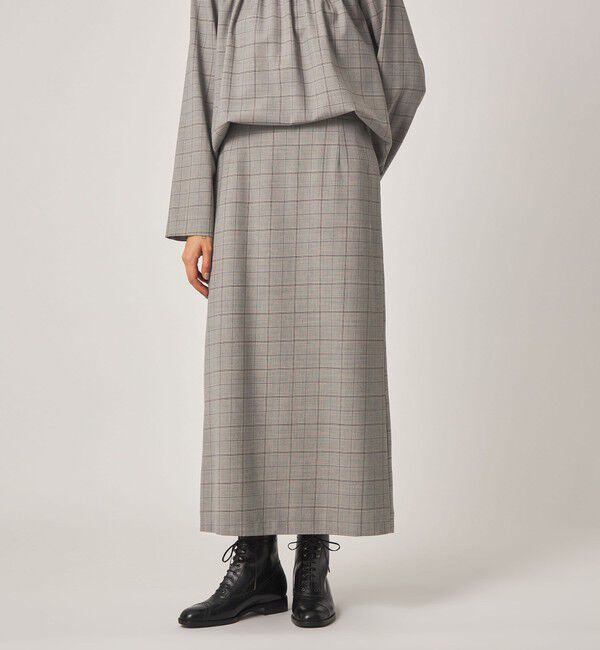 STEVEN ALAN「＜Steven Alan＞チェック ロング スカート」|スカート|LT.GRAY