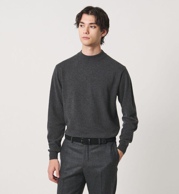 UNITED ARROWS「ウール/カシミヤ/シルク モックネック ニット」|ニット・セーター|DK.GRAY