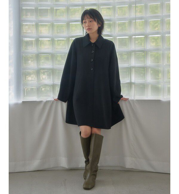 EMMEL REFINES「＜EMMEL REFINES＞EM ダブルクロス パネル ミニワンピース」|ワンピース|BLACK