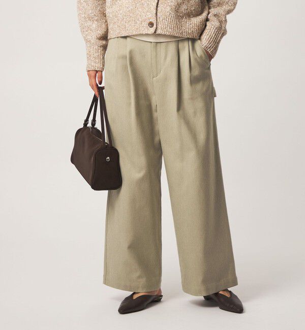 UNITED ARROWS green label relaxing「［size SHORTあり］メランジ カルゼ ワイド パンツ」|その他|OLIVE