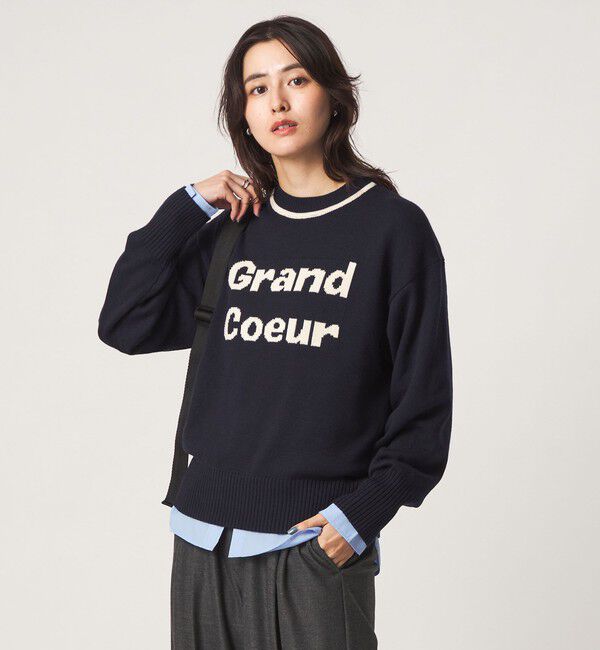 UNITED ARROWS green label relaxing「ロゴ ニット プルオーバー」|ニット・セーター|NAVY