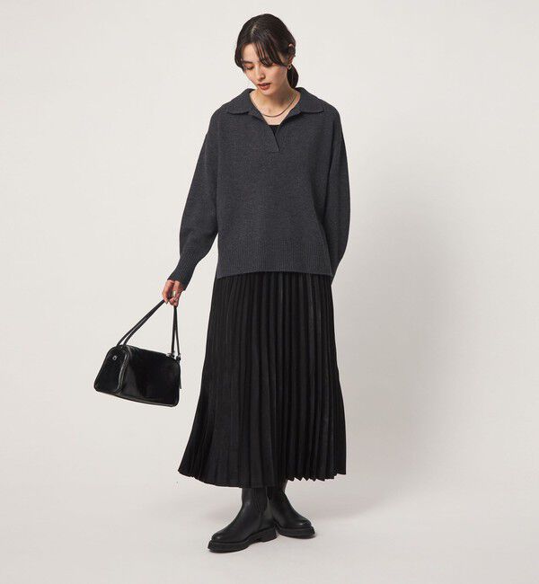 UNITED ARROWS green label relaxing「スウェードライク サテン プリーツ スカート」|フレア|