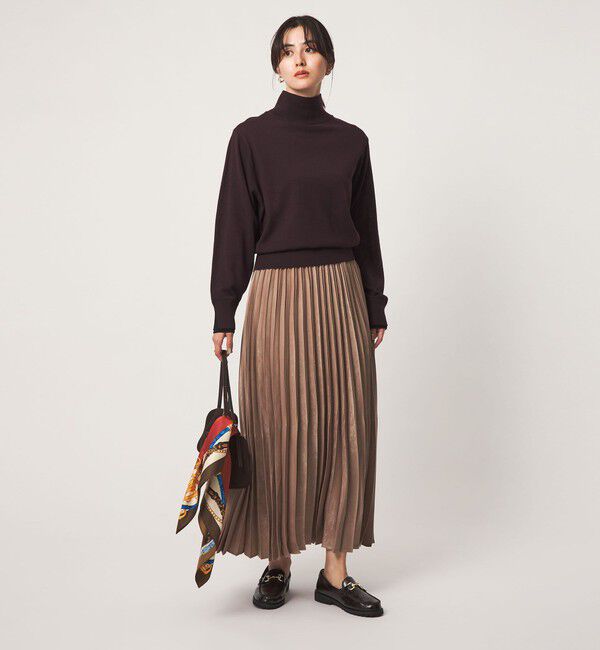UNITED ARROWS green label relaxing「スウェードライク サテン プリーツ スカート」|フレア|