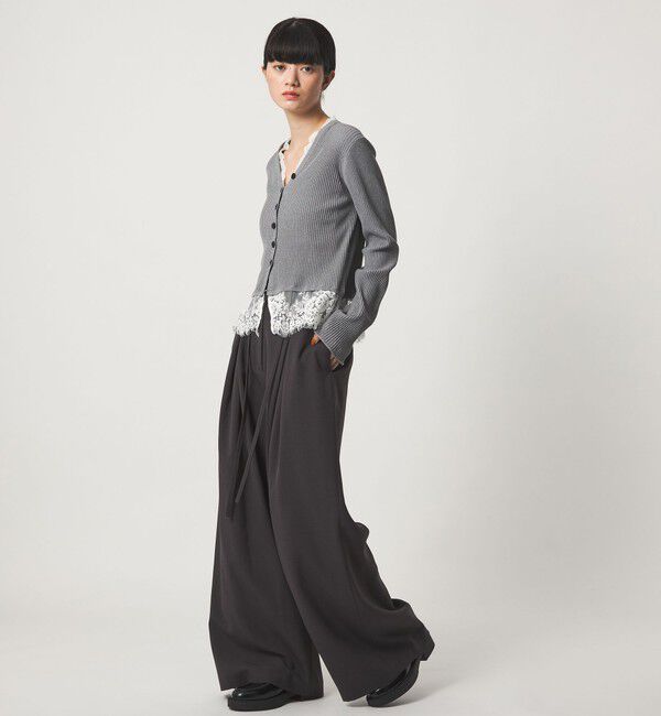 EMMEL REFINES「＜EMMEL REFINES＞EM レースリブ Vネック カーディガン」|カーディガン|