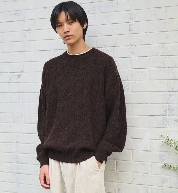 UNITED ARROWS green label relaxing「ハミルトンラムズウール ナイロン ワイドネック ニット」|ニット・セーター|DK.BROWN