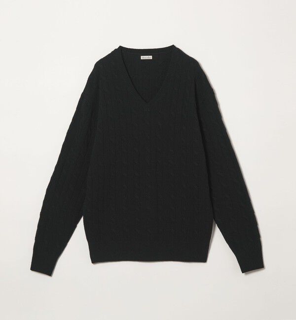 STEVEN ALAN「＜Steven Alan＞ オーストラリアンラムズウール ケーブル Vネック ニット」|ニット・セーター|BLACK