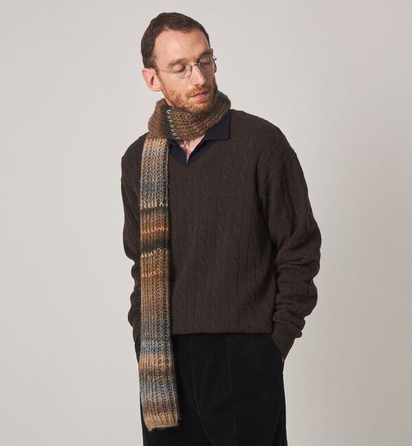 STEVEN ALAN「＜Steven Alan＞ オーストラリアンラムズウール ケーブル Vネック ニット」|ニット・セーター|
