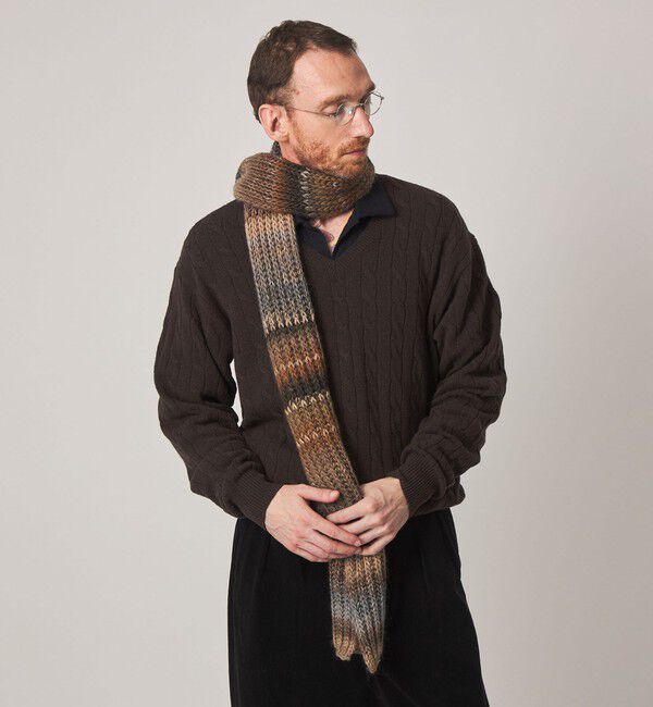 STEVEN ALAN「＜Steven Alan＞ オーストラリアンラムズウール ケーブル Vネック ニット」|ニット・セーター|