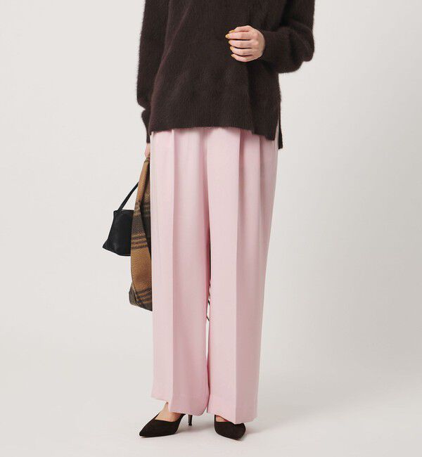 UNITED ARROWS「ポリエステル 2タック ワイドパンツ ‐吸水速乾 帯電防止 接触冷感‐」|スラックス|LT.PINK