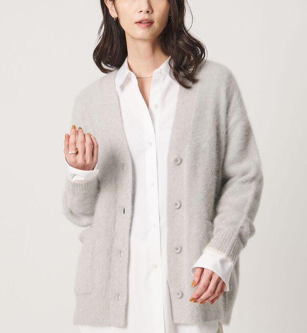 UNITED ARROWS「フォックスカシミヤ スパンコール ミドル カーディガン」|カーディガン|LT.GRAY