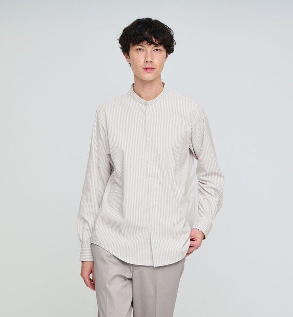 UNITED ARROWS green label relaxing「MULTI FUNCTION ピンオックス バンドカラー 長袖シャツ -UVカット・吸水速乾・遮熱-」|シャツ・ブラウス|BEIGE