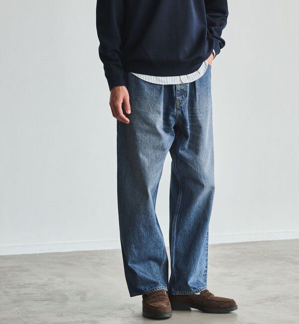 UNITED ARROWS green label relaxing「FINE BASIC ヴィンテージライク スライバー デニム パンツ W4」|チノ|COBALT