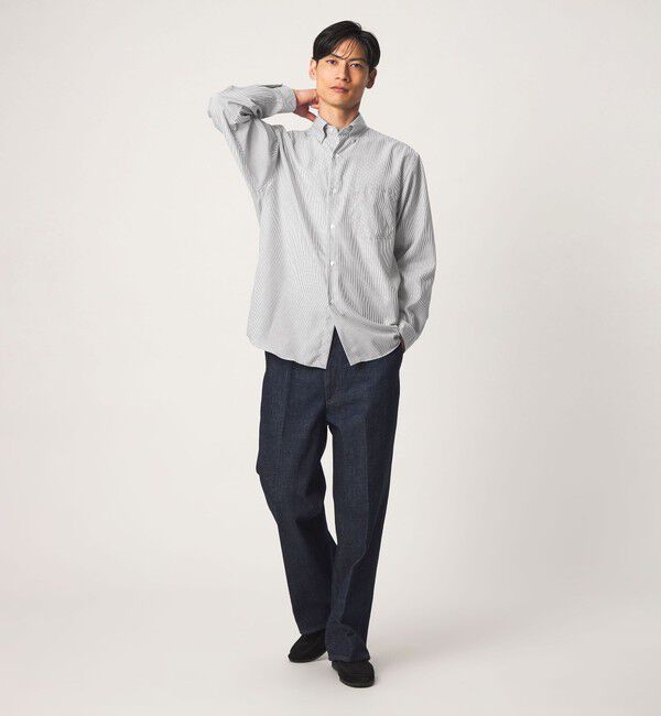 UNITED ARROWS green label relaxing「エブリット コットン ストライプ リラックス スナップ ボタンダウン シャツ -イージーアイロン-」|シャツ・ブラウス|