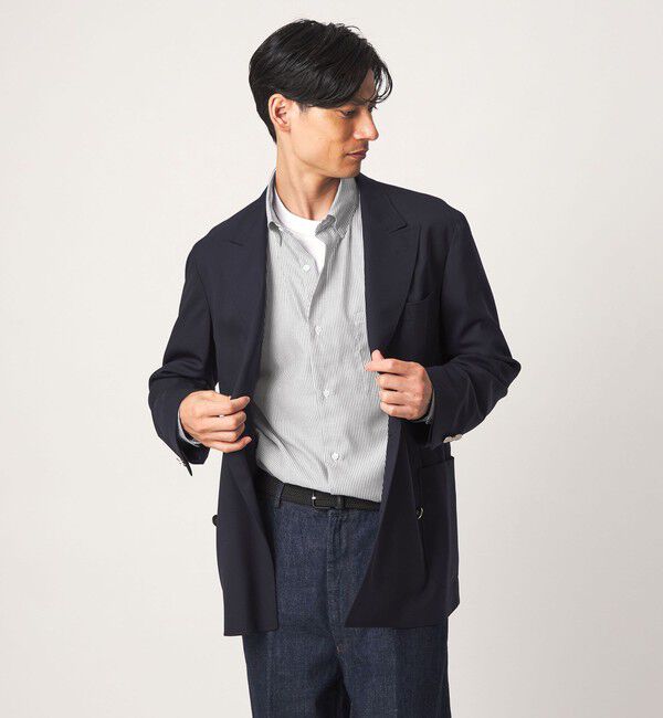 UNITED ARROWS green label relaxing「エブリット コットン ストライプ リラックス スナップ ボタンダウン シャツ -イージーアイロン-」|シャツ・ブラウス|