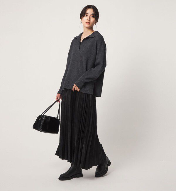 UNITED ARROWS green label relaxing「スウェードライク サテン プリーツ スカート」|フレア|