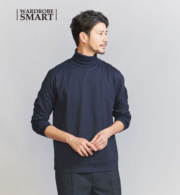 BEAUTY&YOUTH UNITED ARROWS「【WEB限定 WARDROBE SMART】 クリア ガスコットン タートルネック カットソー【抗菌・防臭】」|Tシャツ・カットソー|NAVY