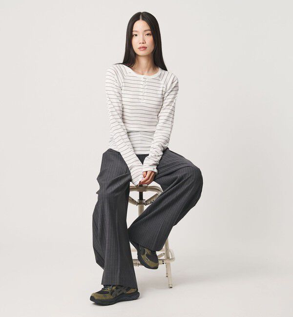BEAUTY&YOUTH UNITED ARROWS「【別注】＜Healthknit＞ボーダー ヘンリーネック プルオーバー」|Tシャツ・カットソー|