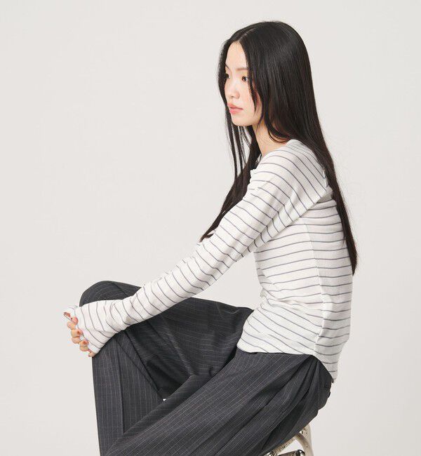 BEAUTY&YOUTH UNITED ARROWS「【別注】＜Healthknit＞ボーダー ヘンリーネック プルオーバー」|Tシャツ・カットソー|