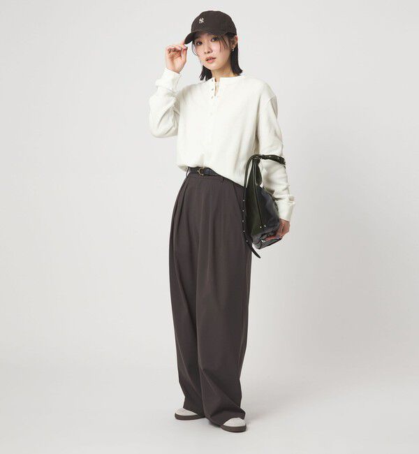 UNITED ARROWS green label relaxing「【WEB限定】＜at ease＞ワッフル ヘンリーネック ロングスリーブ カットソー」|Tシャツ・カットソー|