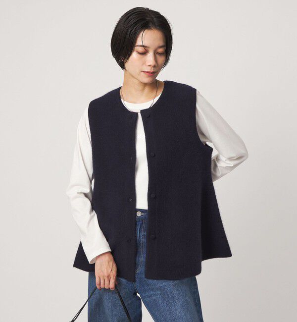 UNITED ARROWS green label relaxing「FOXブレンド セッケツ ニット ジレ」|ベスト・ジレ|NAVY