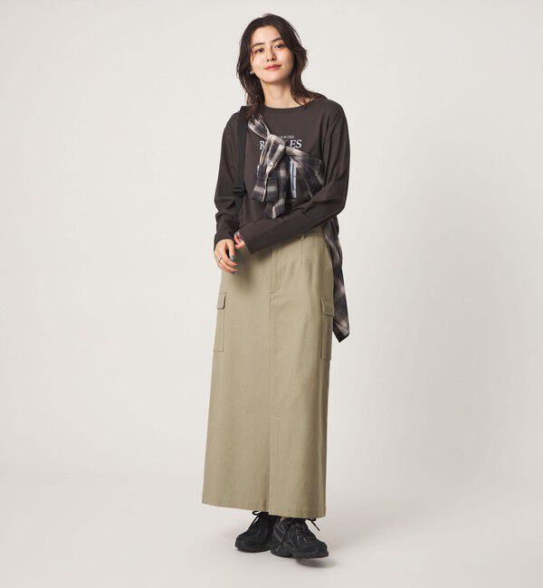 UNITED ARROWS green label relaxing「メランジ カルゼ スカート」|台形|