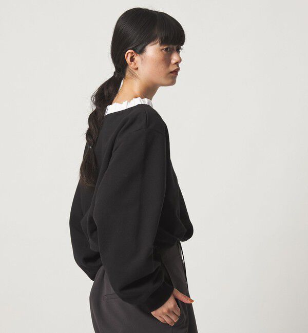 EMMEL REFINES「＜EMMEL REFINES＞EM フリルVネック ウラケ プルオーバー」|Tシャツ・カットソー|