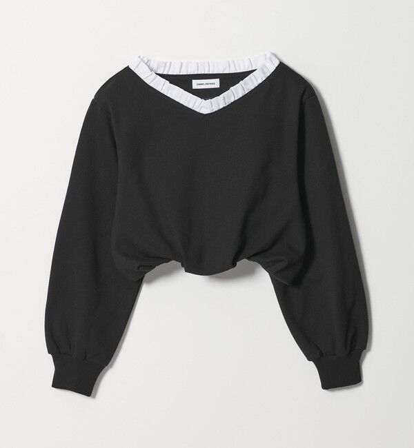 EMMEL REFINES「＜EMMEL REFINES＞EM フリルVネック ウラケ プルオーバー」|Tシャツ・カットソー|