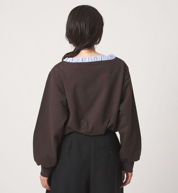 EMMEL REFINES「＜EMMEL REFINES＞EM フリルVネック ウラケ プルオーバー」|Tシャツ・カットソー|