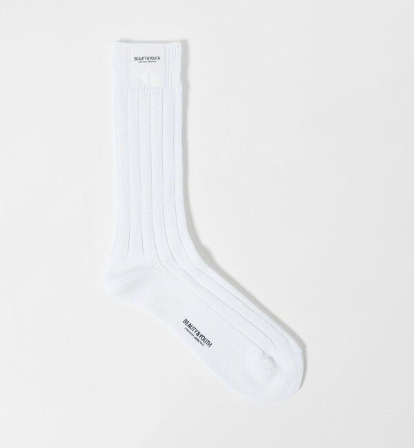 BEAUTY&YOUTH UNITED ARROWS「シルケット リブ レギュラー ソックス」|ソックス|WHITE