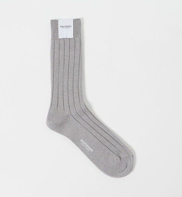 BEAUTY&YOUTH UNITED ARROWS「シルケット リブ レギュラー ソックス」|ソックス|LT.GRAY