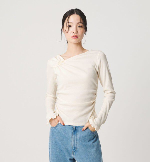 BEAUTY&YOUTH UNITED ARROWS「コットン リブ ボタン ギャザー プルオーバー」|Tシャツ・カットソー|