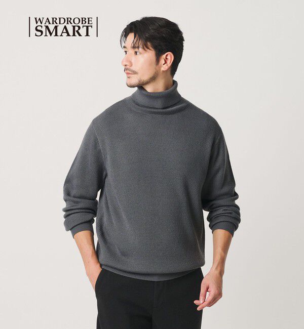 BEAUTY&YOUTH UNITED ARROWS「【WEB限定 WARDROBE SMART】マシーンウォッシャブル ウールミックス アゼ タートルネック」|ニット・セーター|MD.GRAY