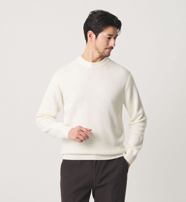 BEAUTY&YOUTH UNITED ARROWS「【WEB限定 WARDROBE SMART】マシーンウォッシャブル ウールミックス アゼ クルーネック」|ニット・セーター|