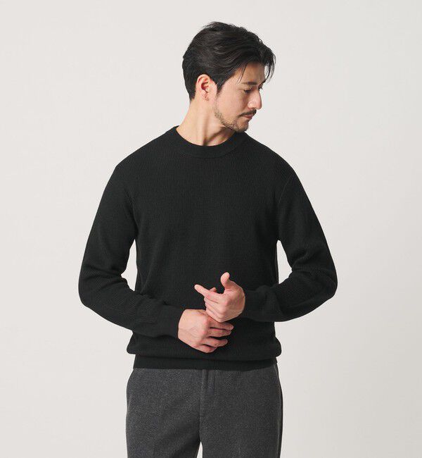 BEAUTY&YOUTH UNITED ARROWS「【WEB限定 WARDROBE SMART】マシーンウォッシャブル ウールミックス アゼ クルーネック」|ニット・セーター|