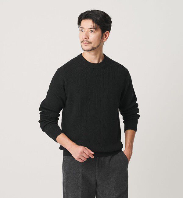 BEAUTY&YOUTH UNITED ARROWS「【WEB限定 WARDROBE SMART】マシーンウォッシャブル ウールミックス アゼ クルーネック」|ニット・セーター|