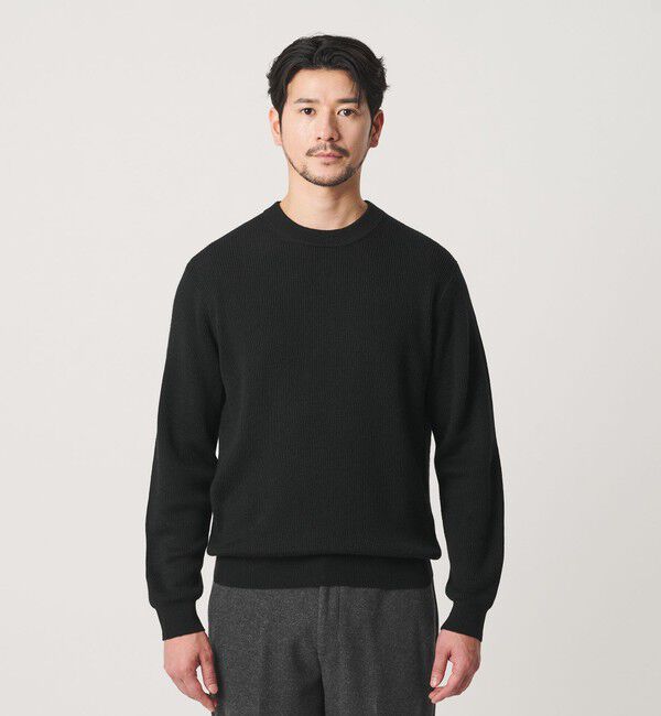 BEAUTY&YOUTH UNITED ARROWS「【WEB限定 WARDROBE SMART】マシーンウォッシャブル ウールミックス アゼ クルーネック」|ニット・セーター|